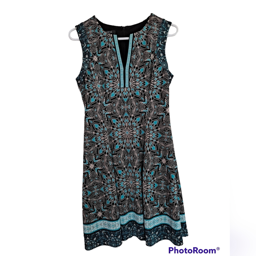 Adore colorful bold design a line lined sleeveless dress